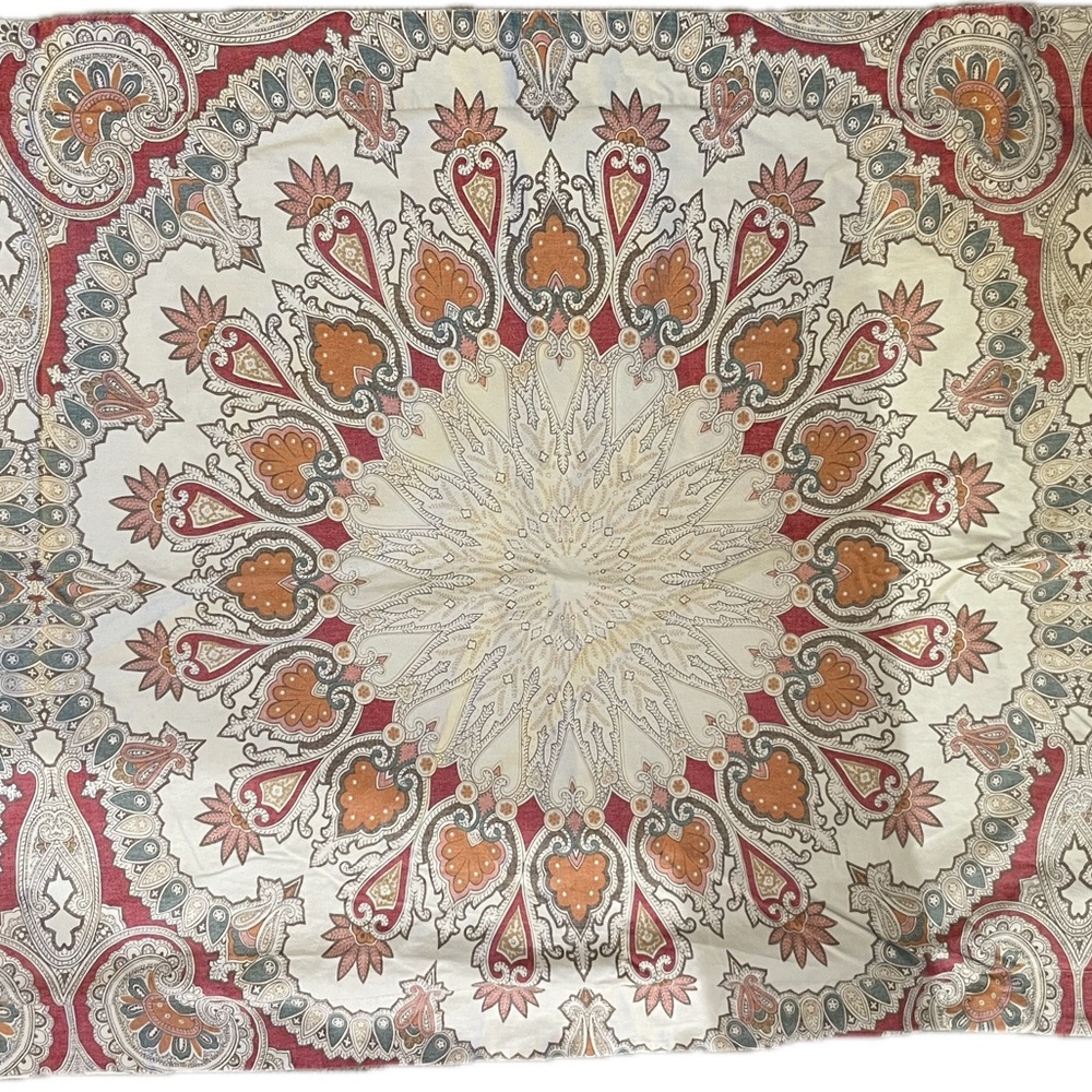 Pottery Barn Paisley King duvet w 4 king & 3 standard shams; Red, Orange, Cream